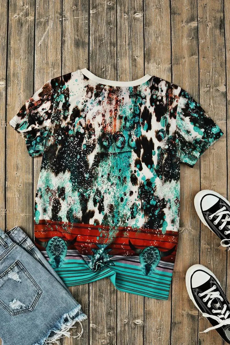 Get the Best Steer Western Print T-Shirt for Women Jewelry Bubble