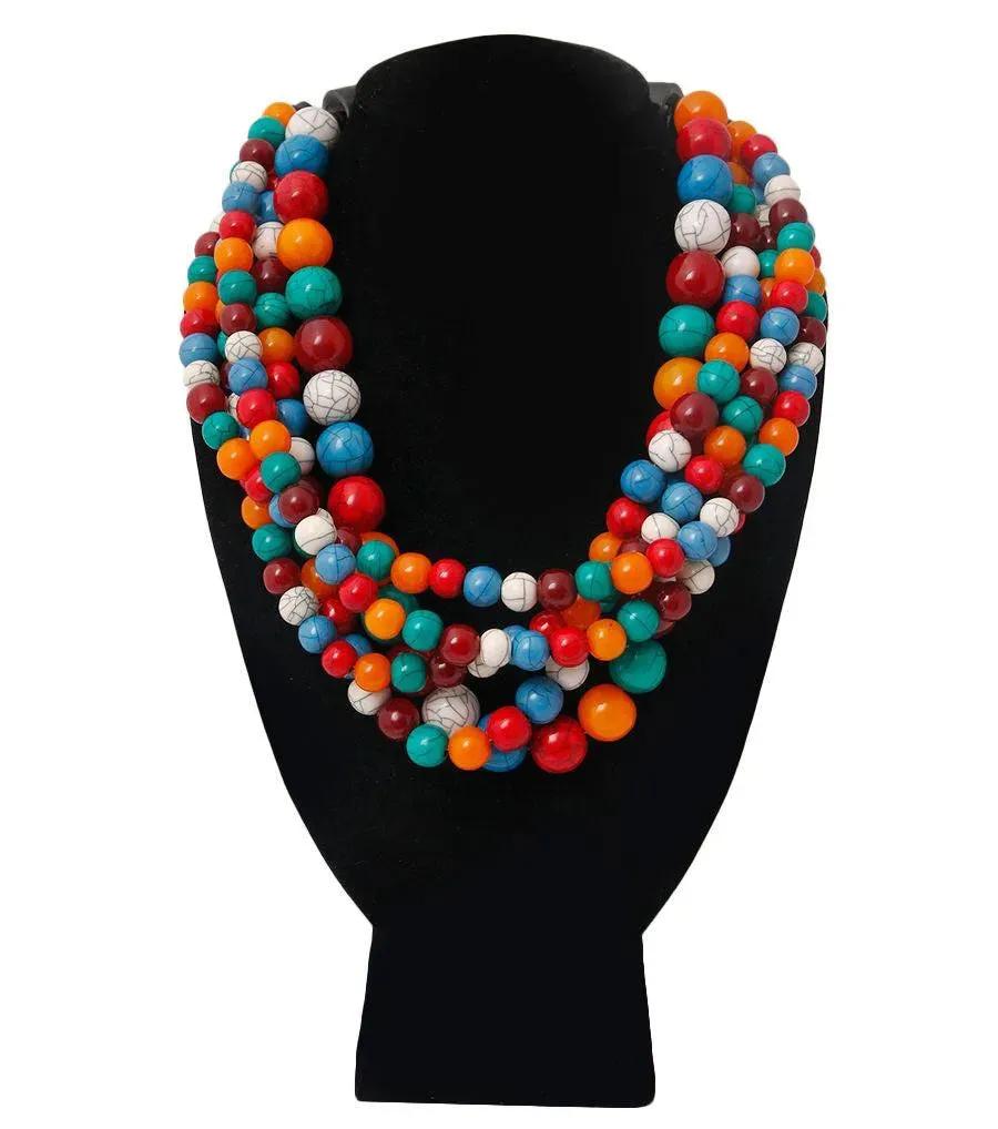 Get the Party Started with our Layered Beaded Colorful Necklace - Shop Now!