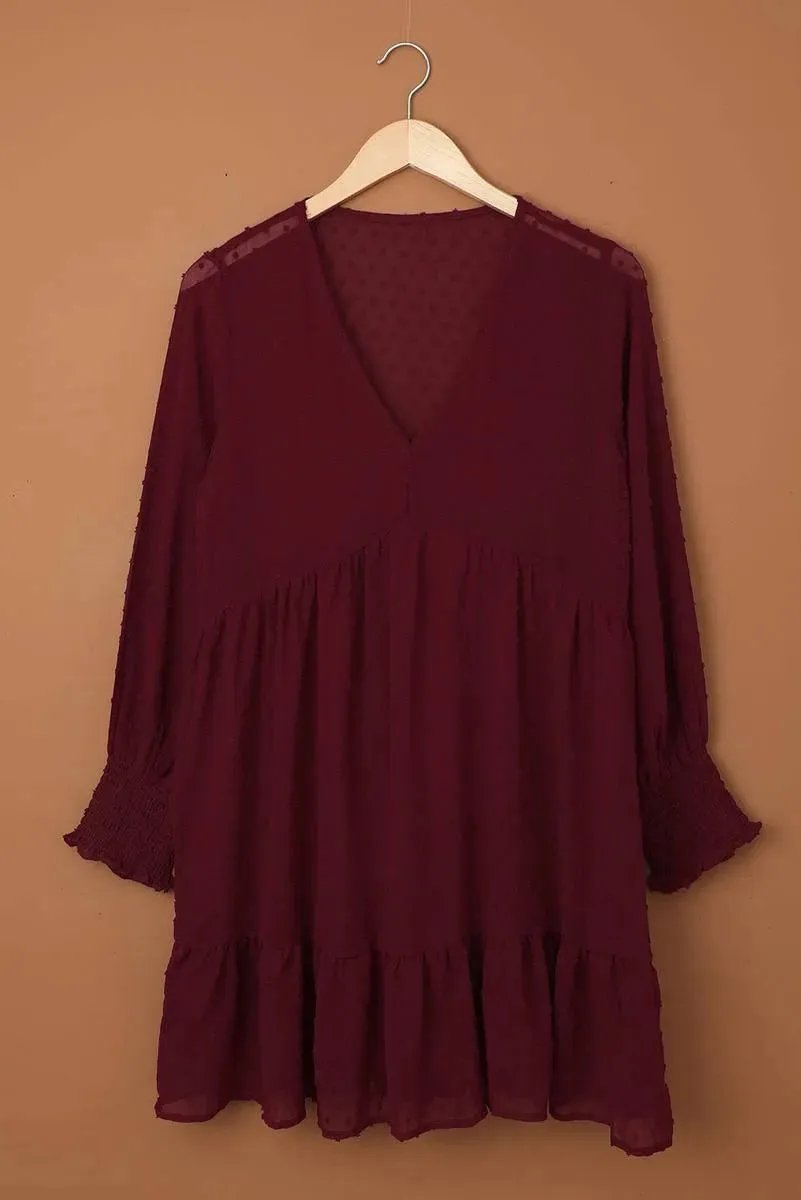Get the perfect look with our Burgundy Empire Waist Dress