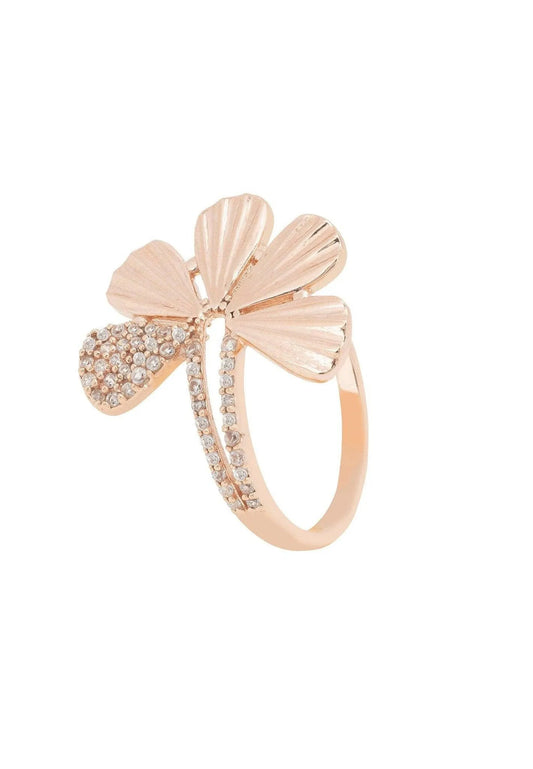 Ginkgo Leaf Ring Rose Gold Plated Jewelry Bubble