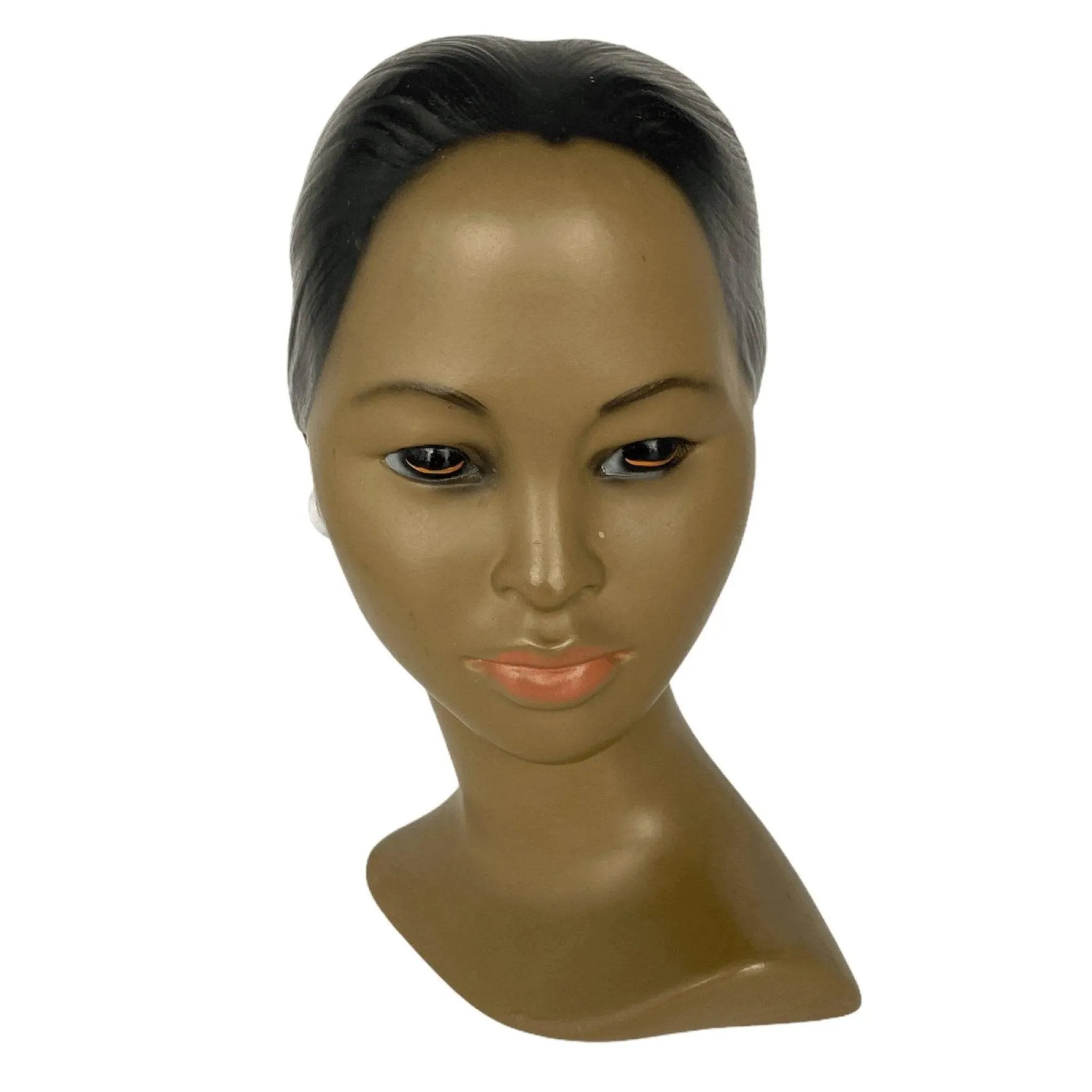Girl Head Bust Vintage 1950s Chalkware Polynesian Female Figurine