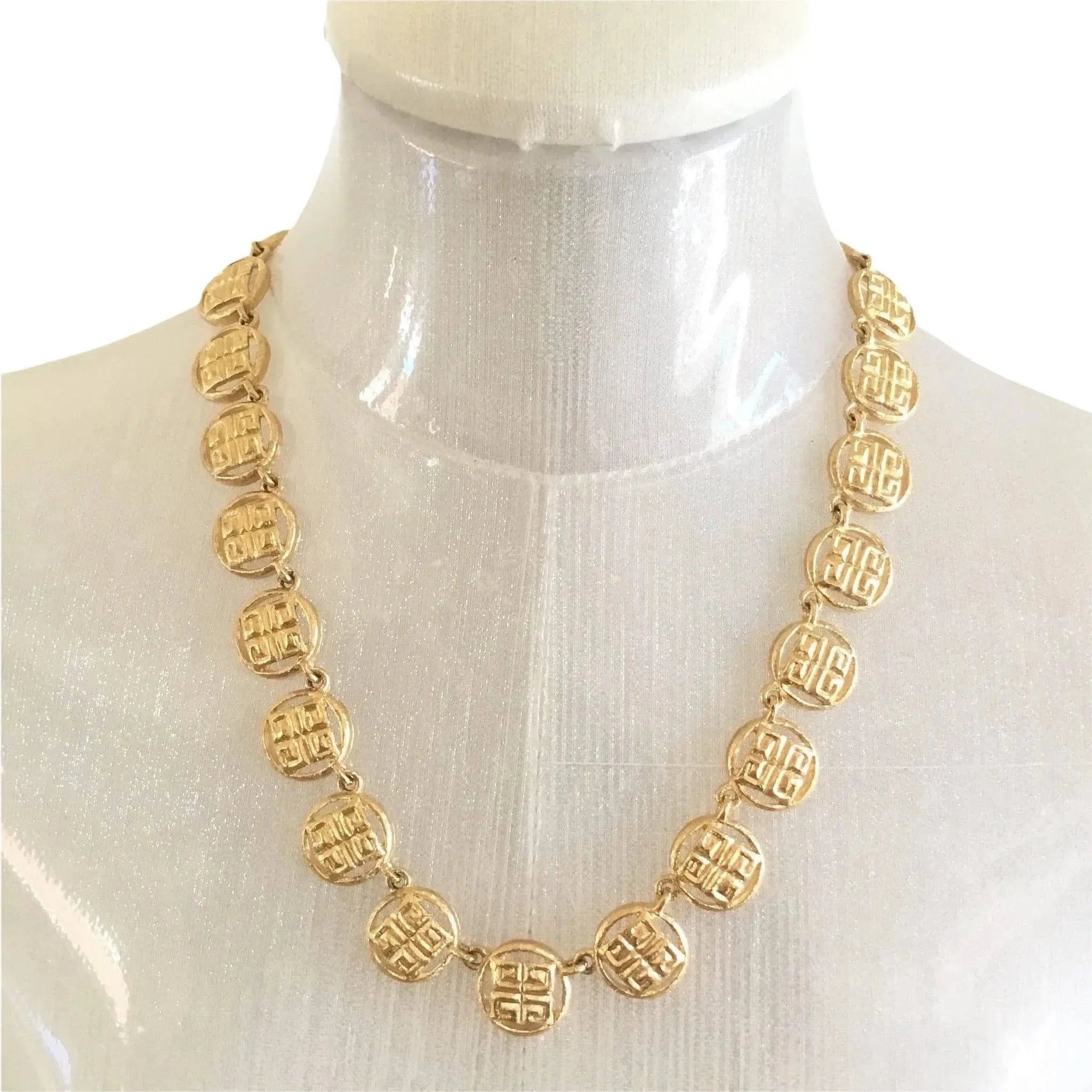Givenchy Logo Matte Gold Tone Collar Necklace