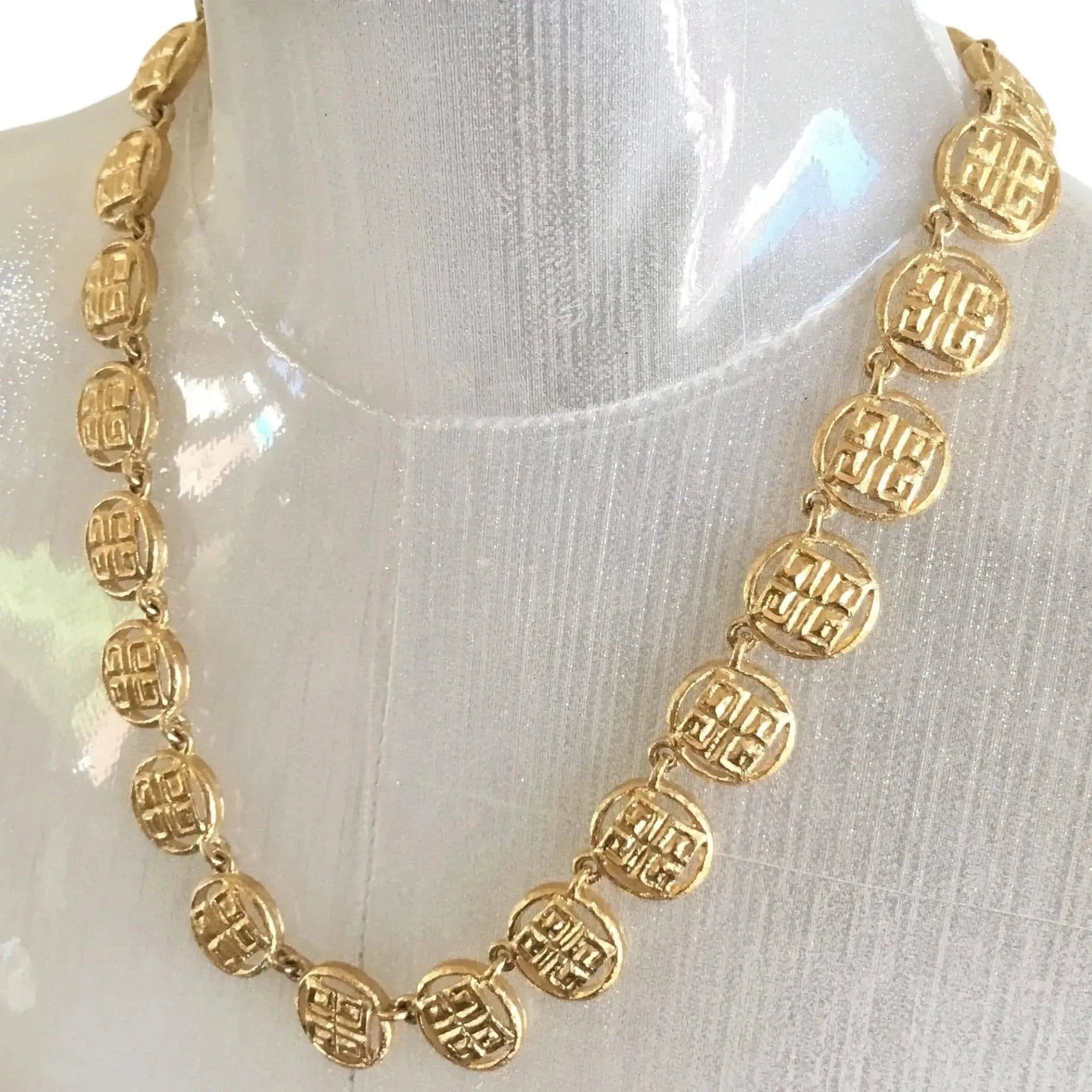 Givenchy Logo Matte Gold Tone Collar Necklace