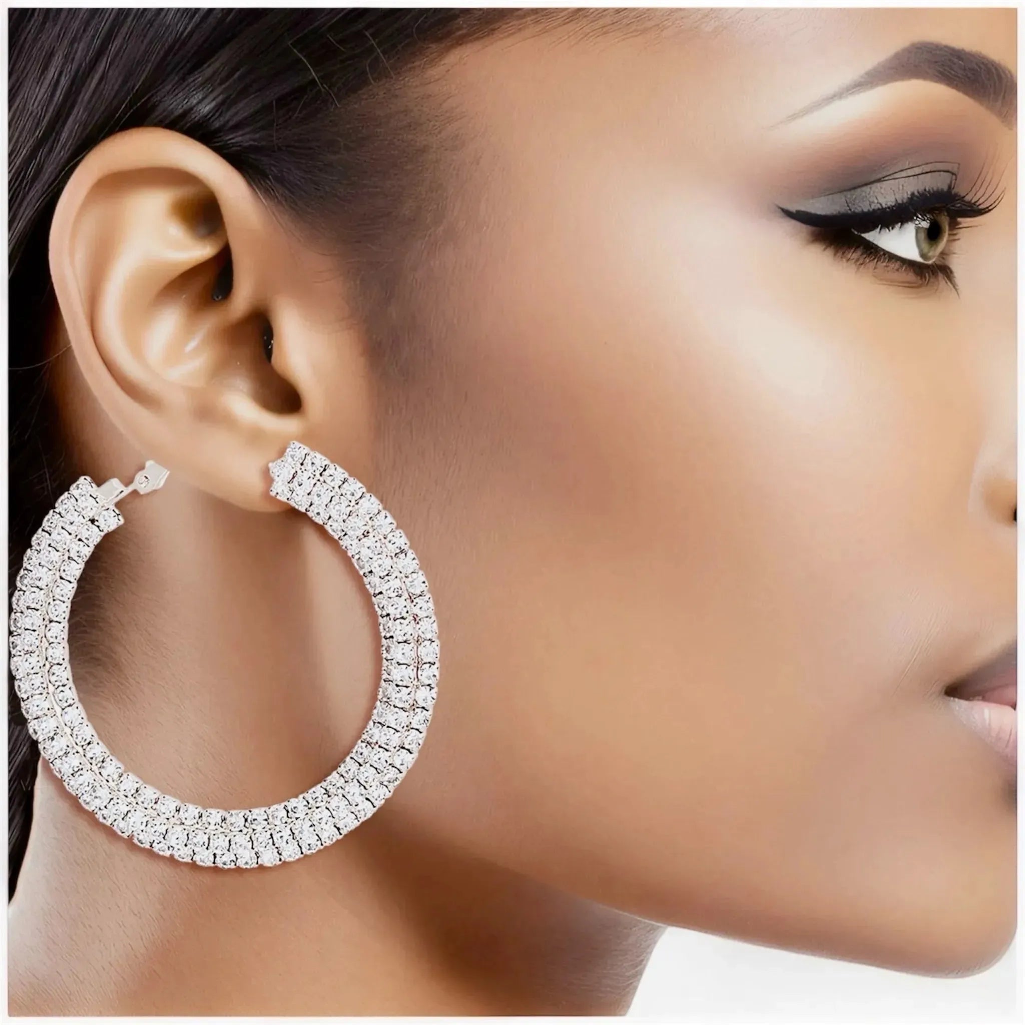 Glam Silver Shimmering Hoop Earrings: Bold Elegance for Every Occasion