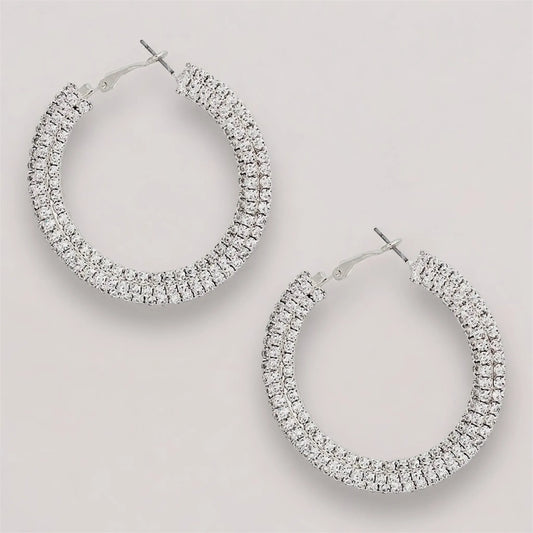 Glam Silver Shimmering Hoop Earrings: Bold Elegance for Every Occasion Jewelry Bubble