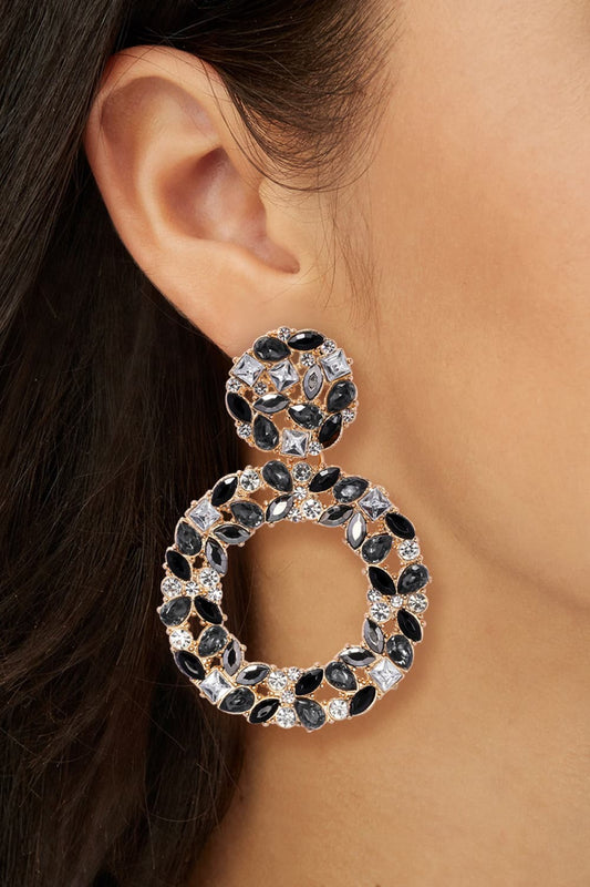 Glamorous Rhinestone Hoop Earrings Trendsi