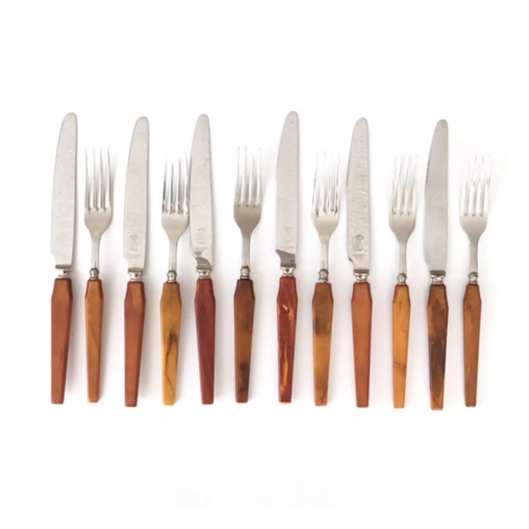 Glo Hill Bakelite fork and knife setting for six