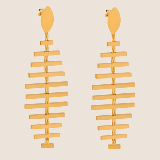 Gold Fishbone Drop Earrings: A Unique Statement in Style Jewelry Bubble