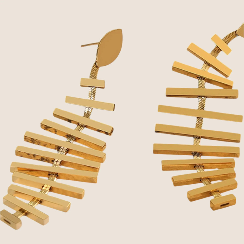 Gold Fishbone Drop Earrings: A Unique Statement in Style
