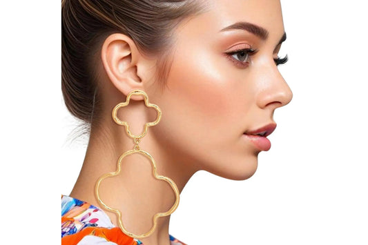 Gold Open Clover Dangle Earrings for Every Occasion - Fashion Jewelry Pinktown