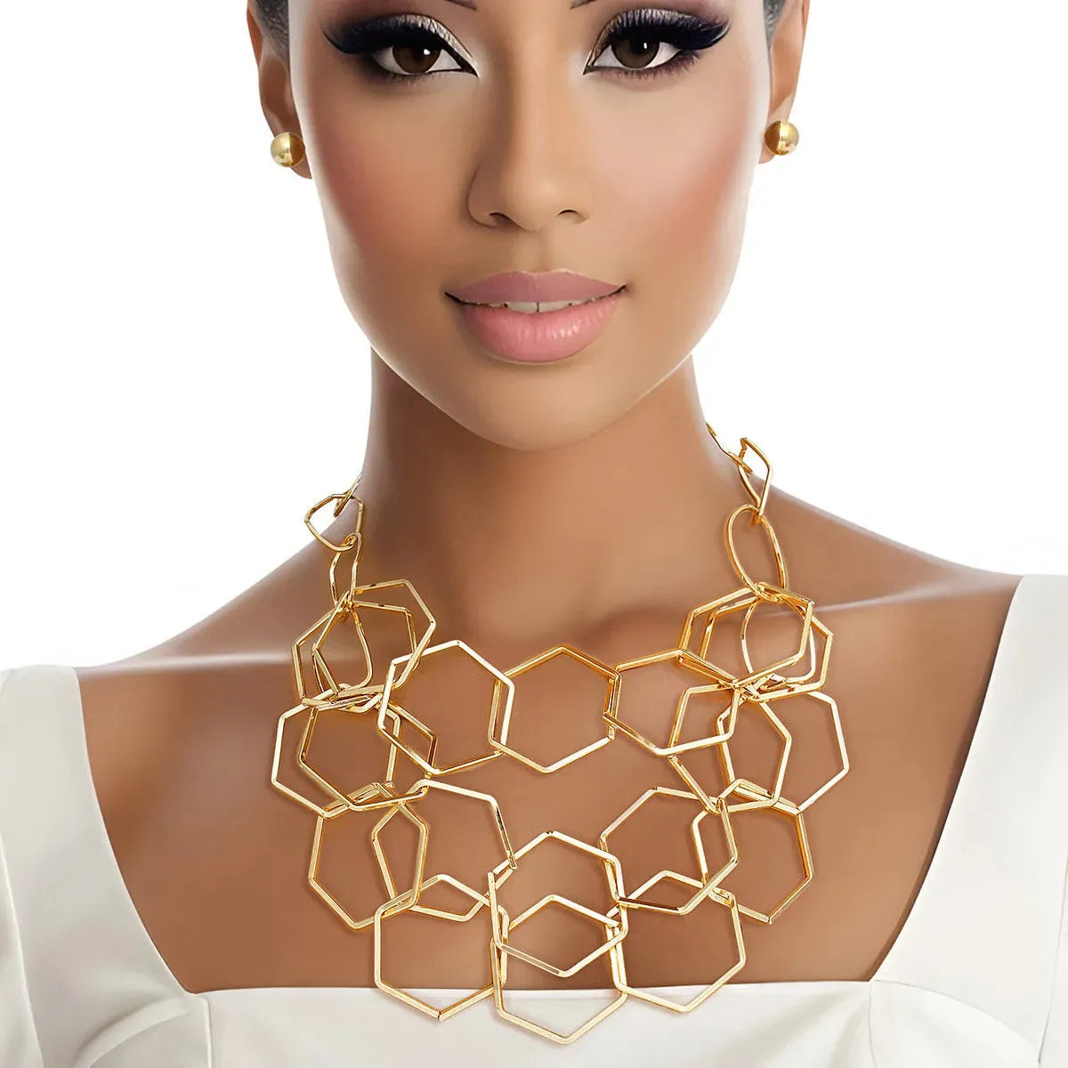 Gold Open Link Necklace Set – Fashion Jewelry for Quality & Style Jewelry Bubble