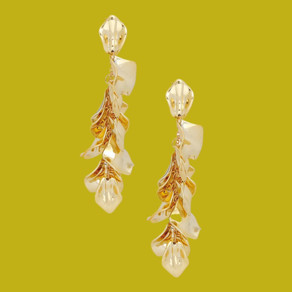 Gold Petal Tassel Dangle Earrings for Women Jewelry Bubble