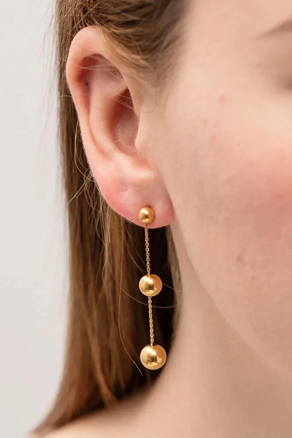 Gold Plated Beads Chain Earrings - Minimalist Chic Jewelry