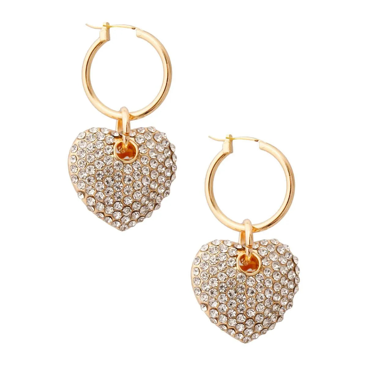 Gold Plated Hoop Earrings Clear Heart Dangle Jewelry Bubble