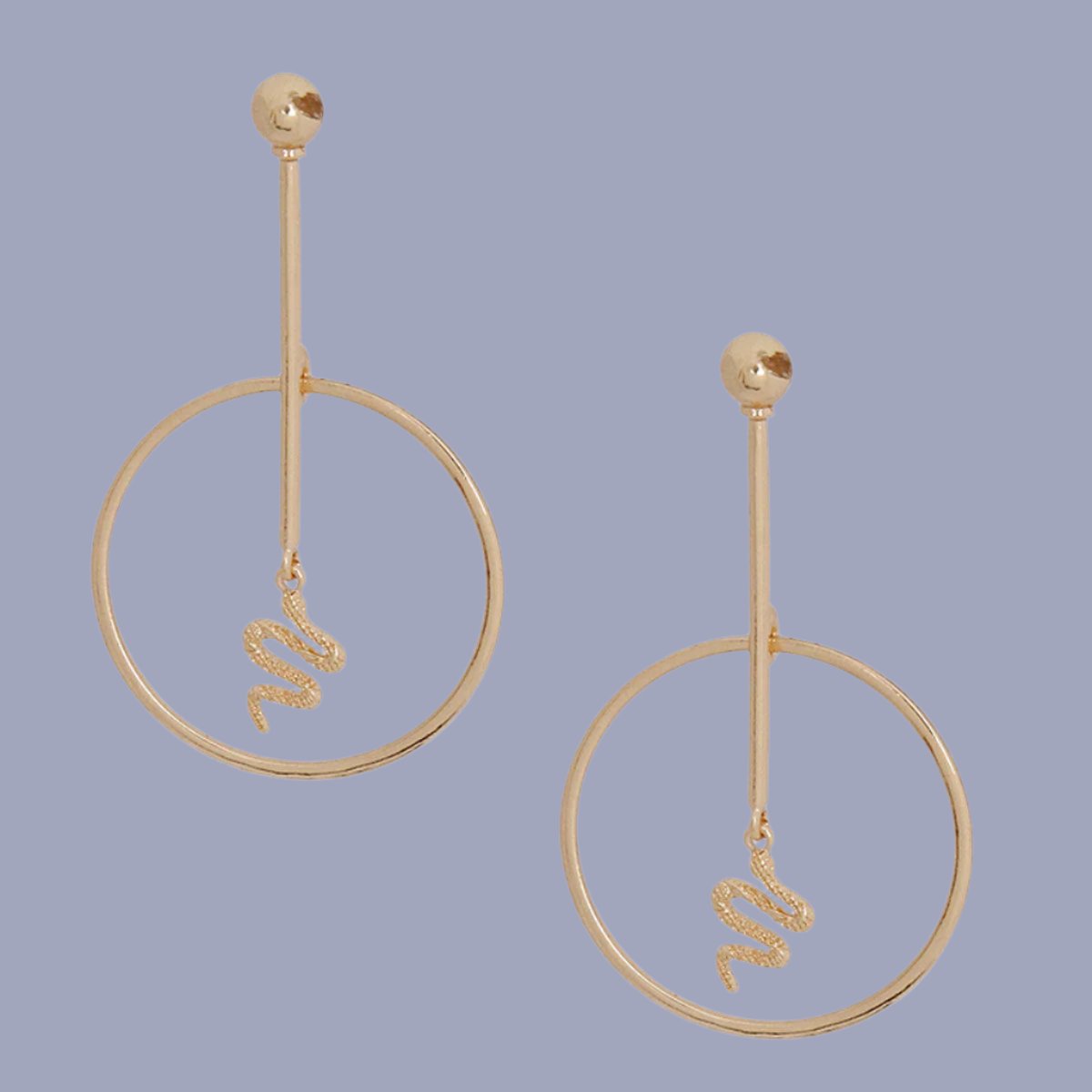 Gold Snake Charm Hoops: Linear Drop Earrings Jewelry Bubble