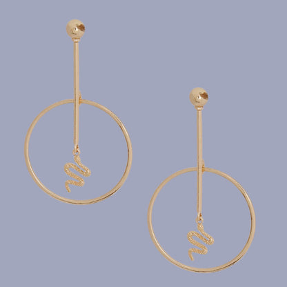 Gold Snake Charm Hoops: Linear Drop Earrings Jewelry Bubble