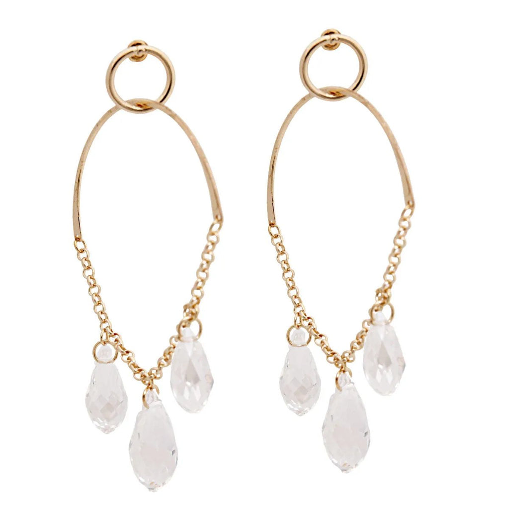 Gold-Tone Metal Ring Drop Earrings: Elegant Design with Beaded Details