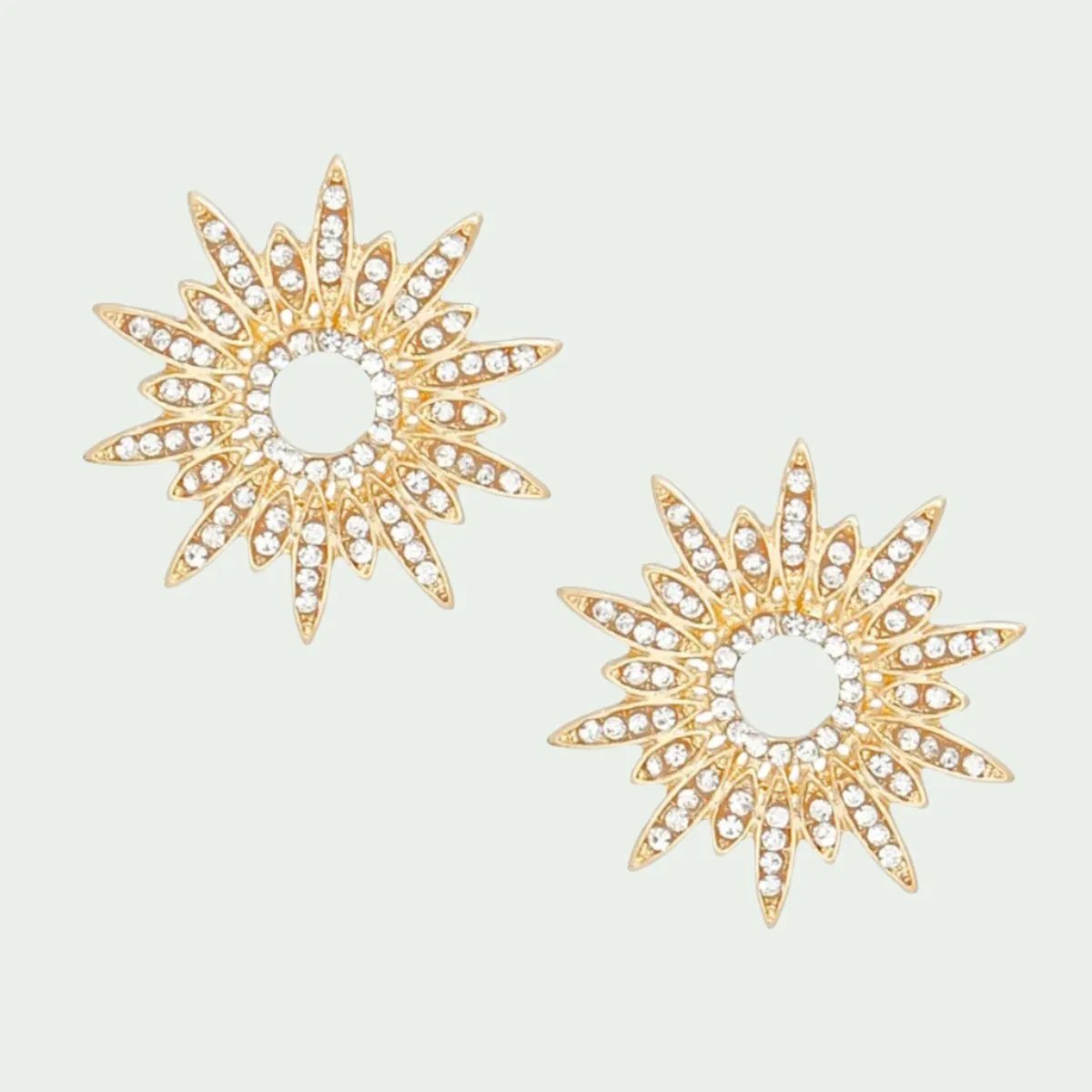 Gold Tone Radiant Starburst Stud Earrings