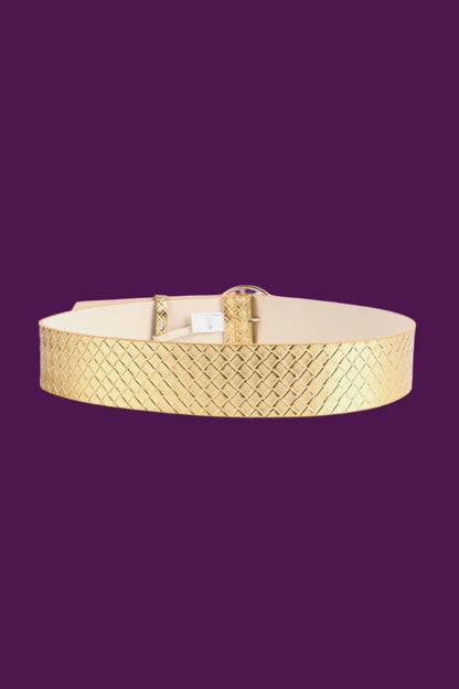 Golden Argyle Patterned Belt with Circle Buckle Jewelry Bubble