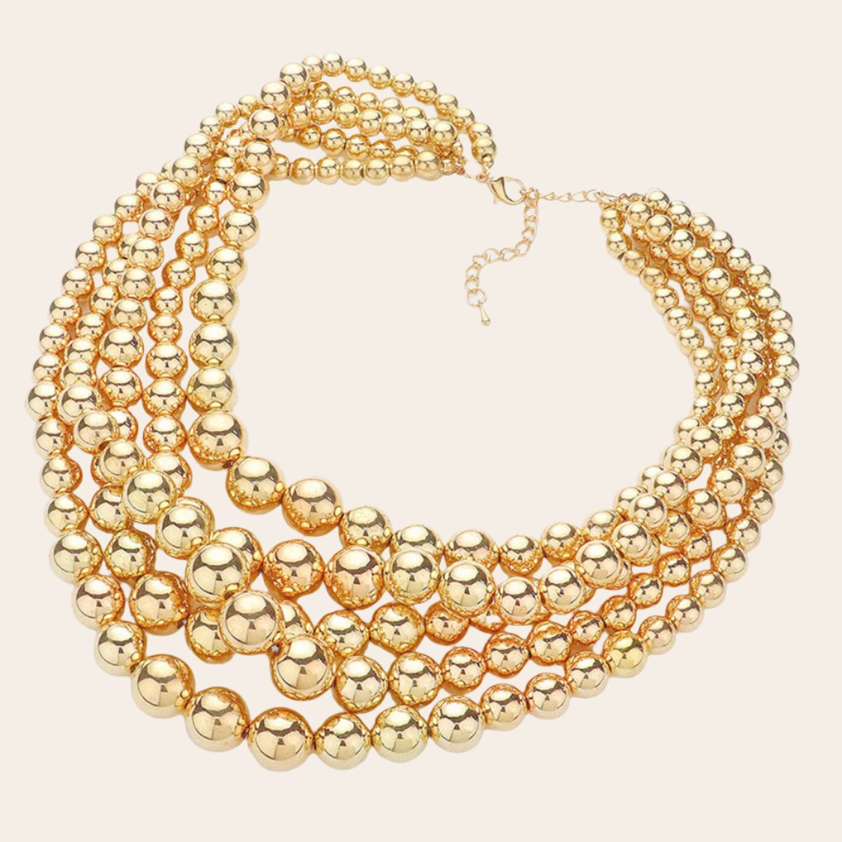 Golden Layer Beads Statement Necklace Set Jewelry Bubble