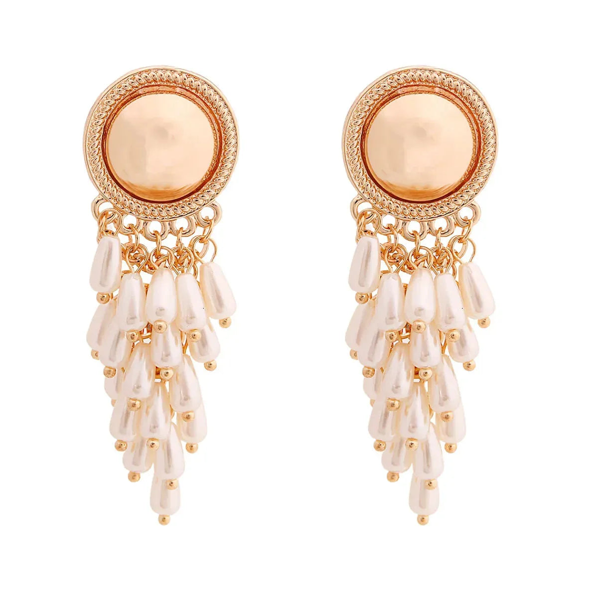 Golden Majesty: Round Pearl Cluster Earrings Jewelry Bubble