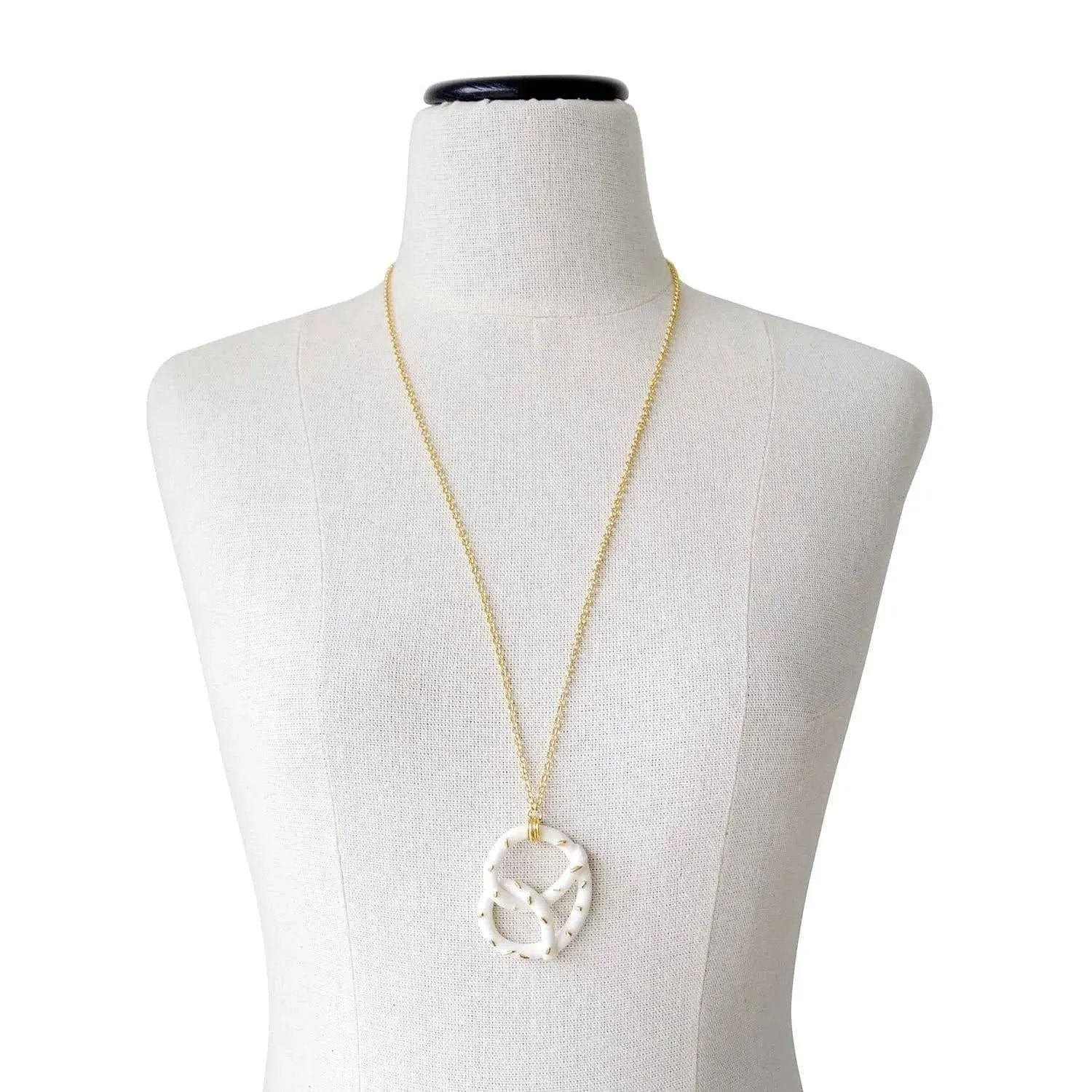 Golden Salted Porcelain Pretzel Pendant Necklace | POPORCELAIN Based in Denmark