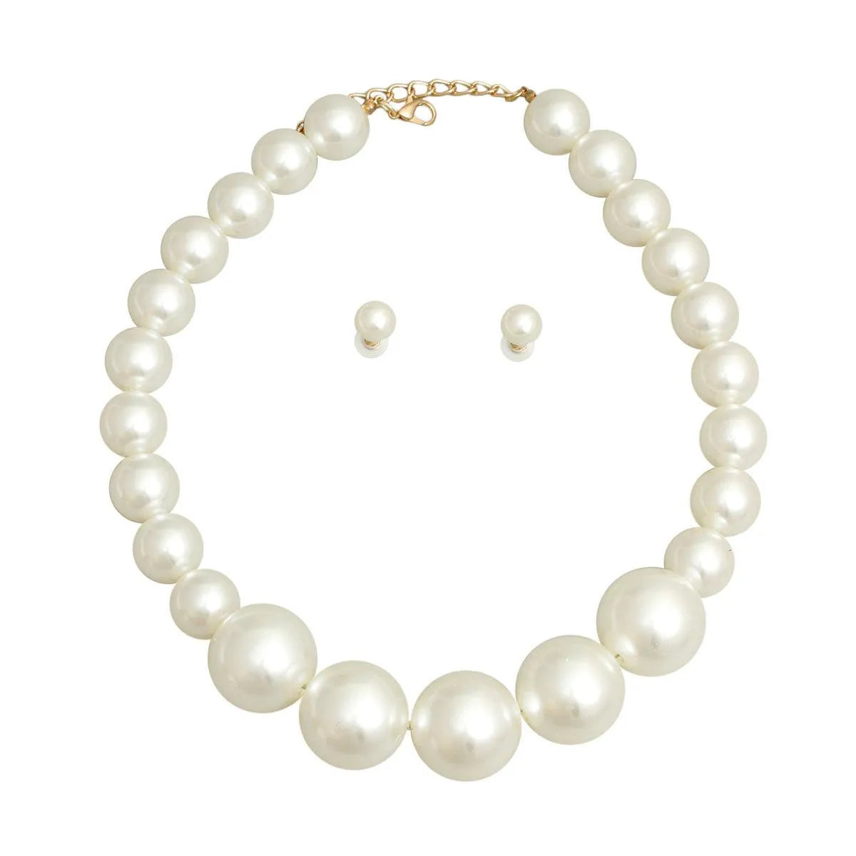 Graduated Faux Pearl Necklace Set Jewelry Bubble