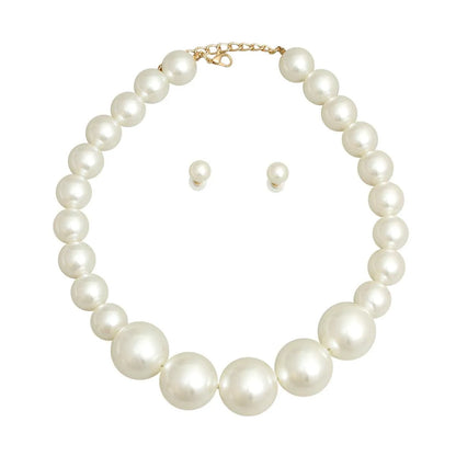 Graduated Faux Pearl Necklace Set Jewelry Bubble