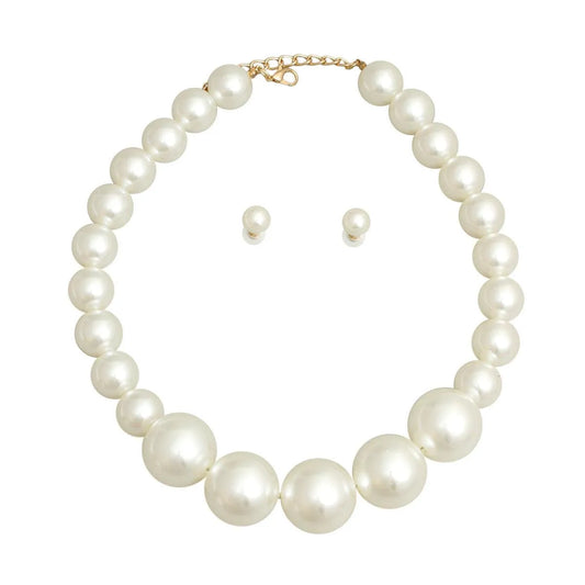 Graduated Faux Pearl Necklace Set Pinktown