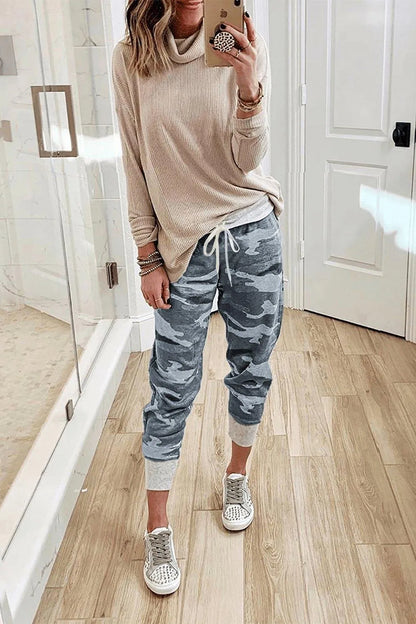 Gray Camo Print Knit Sport Pants Jewelry Bubble