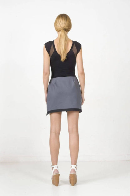 Gray Cotton Minimalist Overlapping Skirt Jewelry Bubble