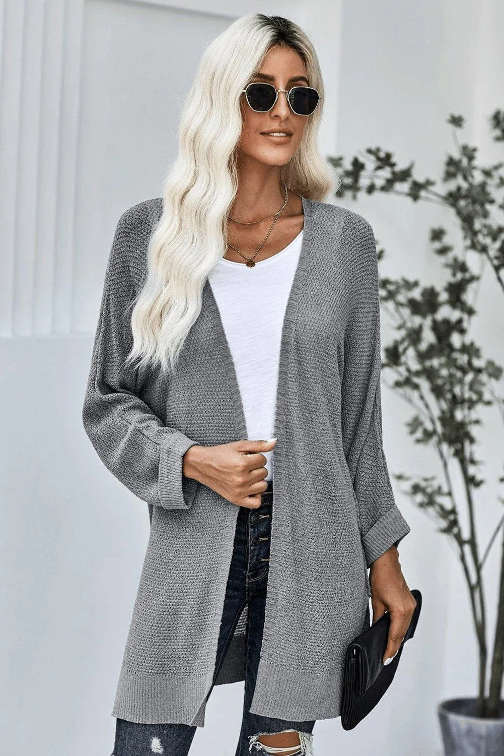 Gray Knit Cardigan Jewelry Bubble