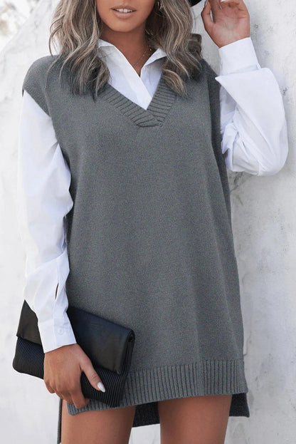 Gray Knit Vest Pullover Sweater Jewelry Bubble