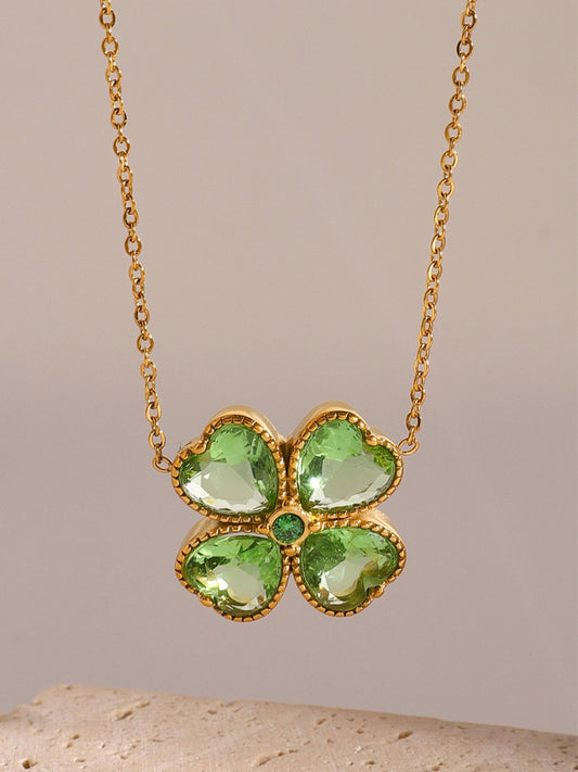 Green Clover Necklace: Elegance Meets Fortune Jewelry Bubble