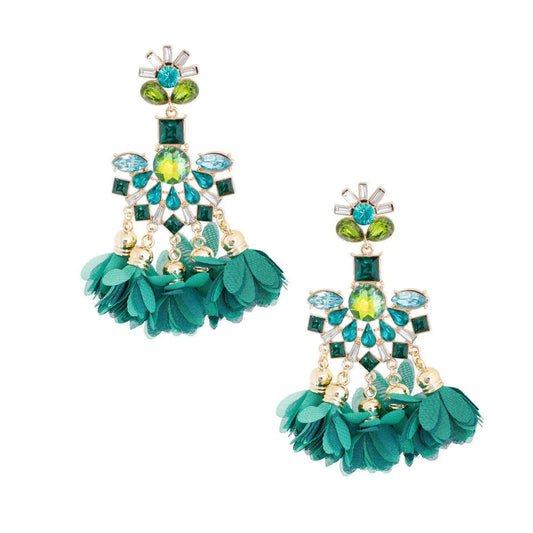 Green Crystal Tassel Earrings for Bold Fashionistas to Get Noticed Jewelry Bubble