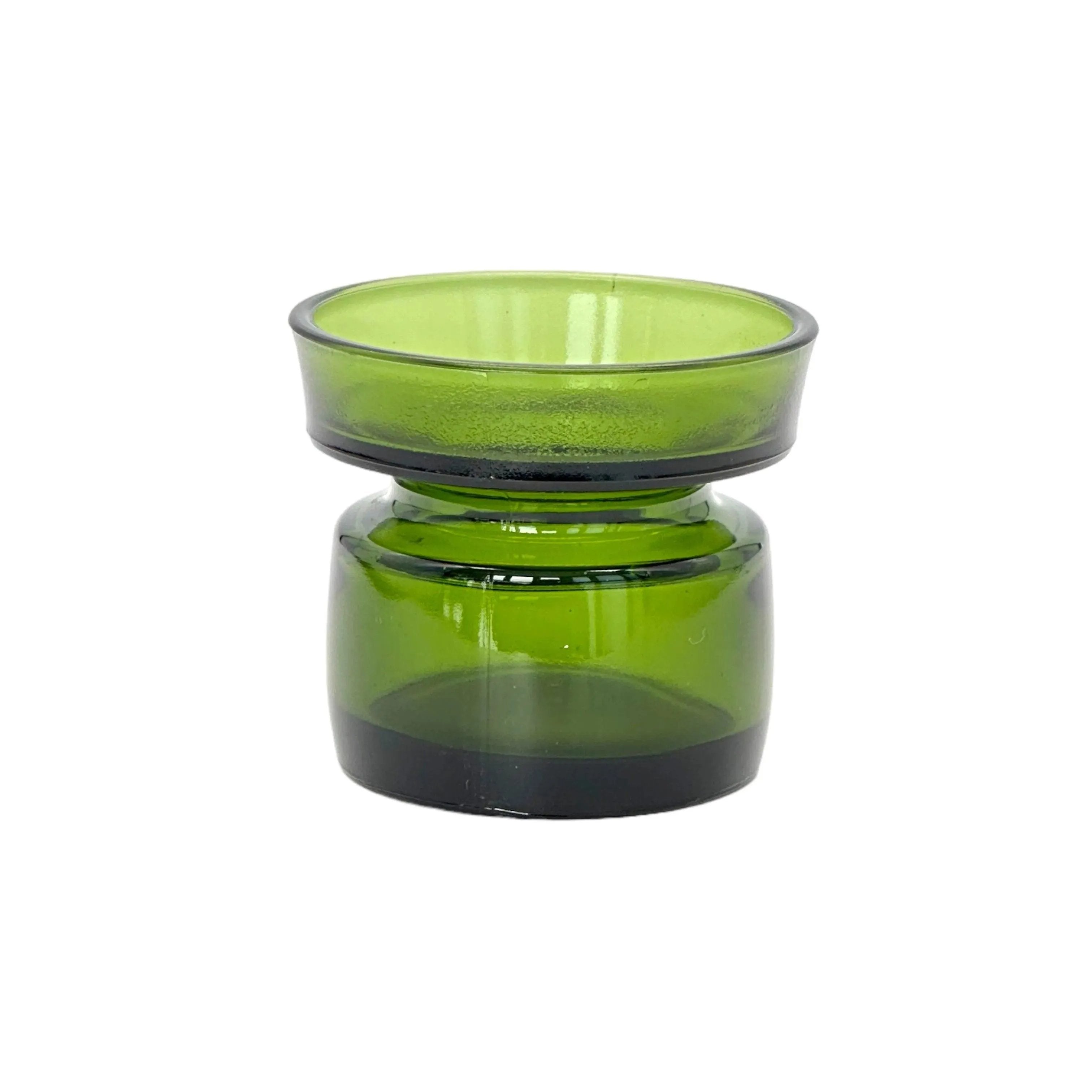 Green Glass Candle Holder Vintage Scandinavian Modern Home Addition