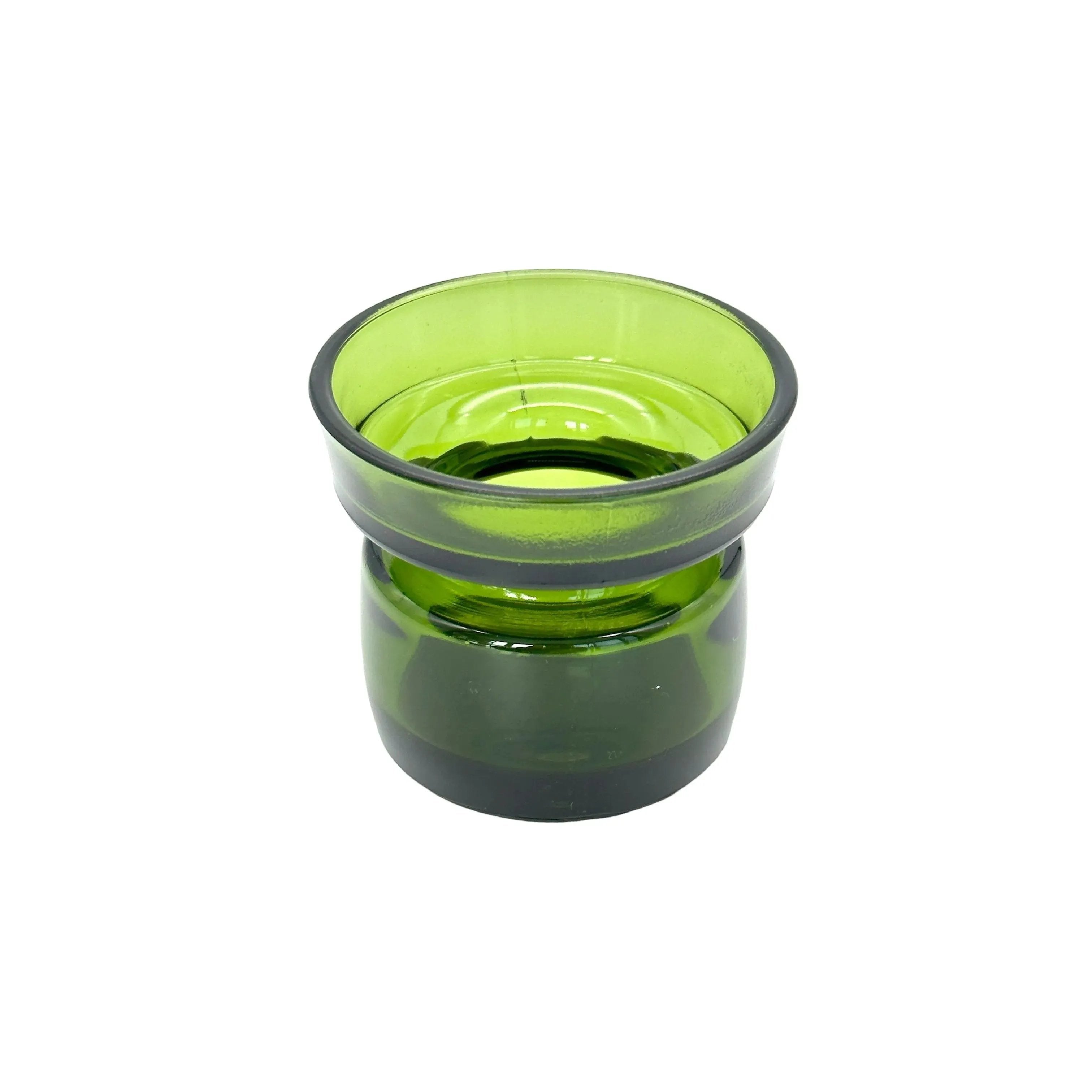 Green Glass Candle Holder Vintage Scandinavian Modern Home Addition