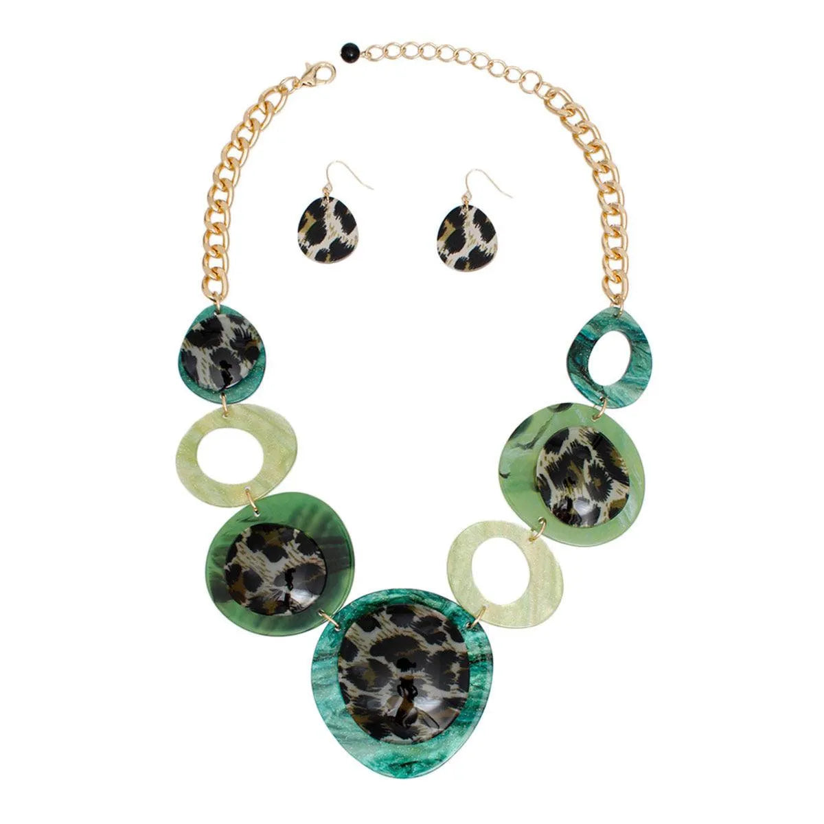 Green Necklace Set for Atomic Style Fashion Lovers Jewelry Bubble