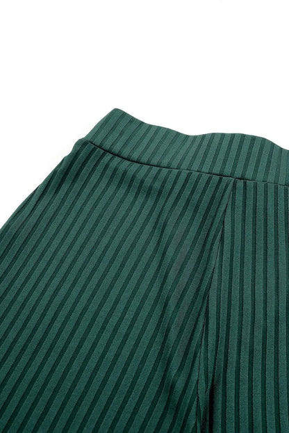 Green Ribbed Knit High Rise Wide Leg Pants Jewelry Bubble