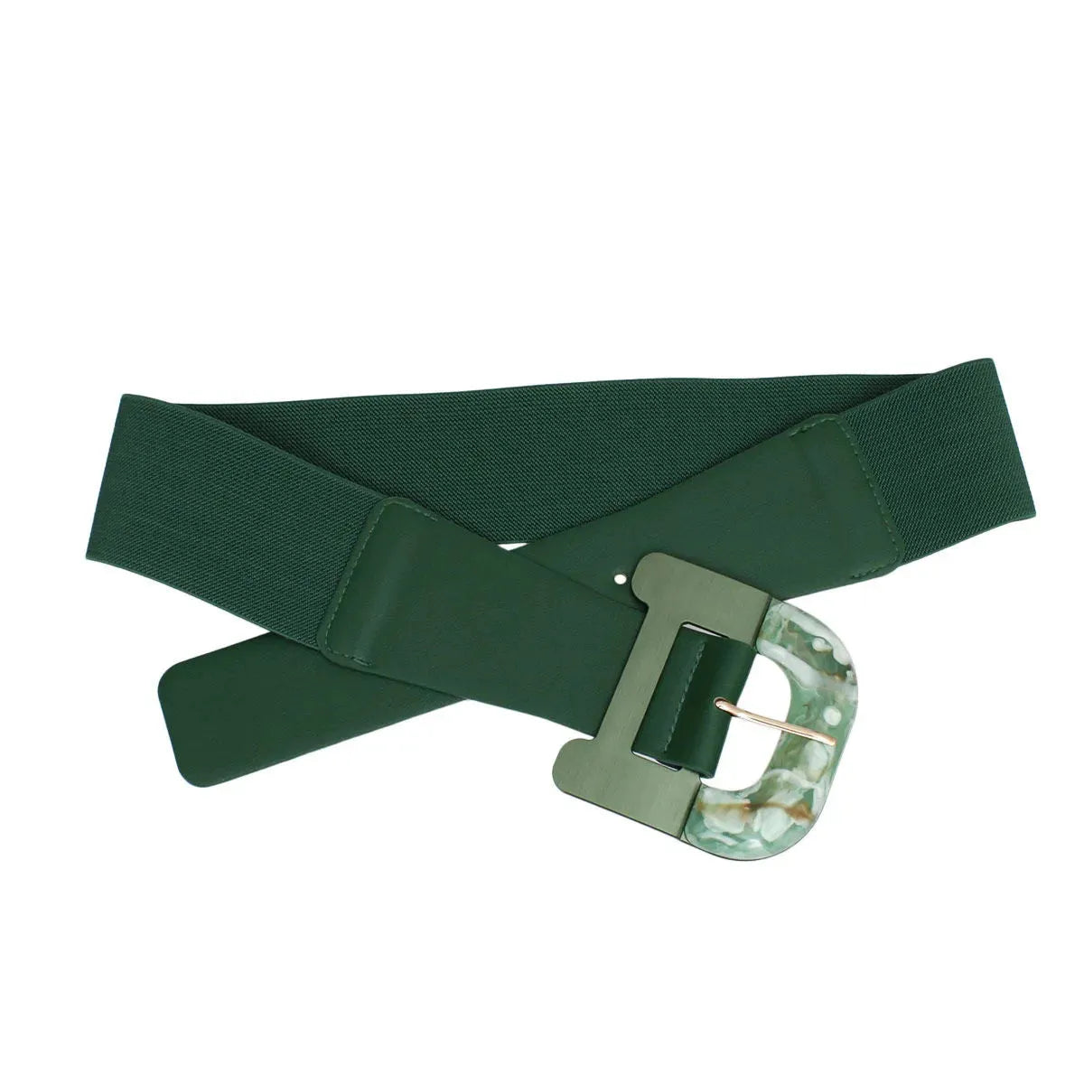 Green Wide Marble Design Buckle Belt Ladies - Stylish Accessory Jewelry Bubble