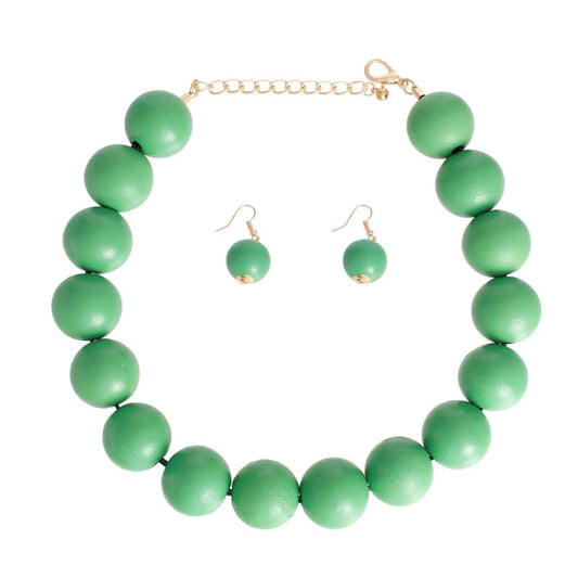 Green-envy Bead Necklace Set: Shop Now Jewelry Bubble