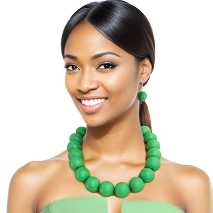 Green-envy Bead Necklace Set: Shop Now Jewelry Bubble