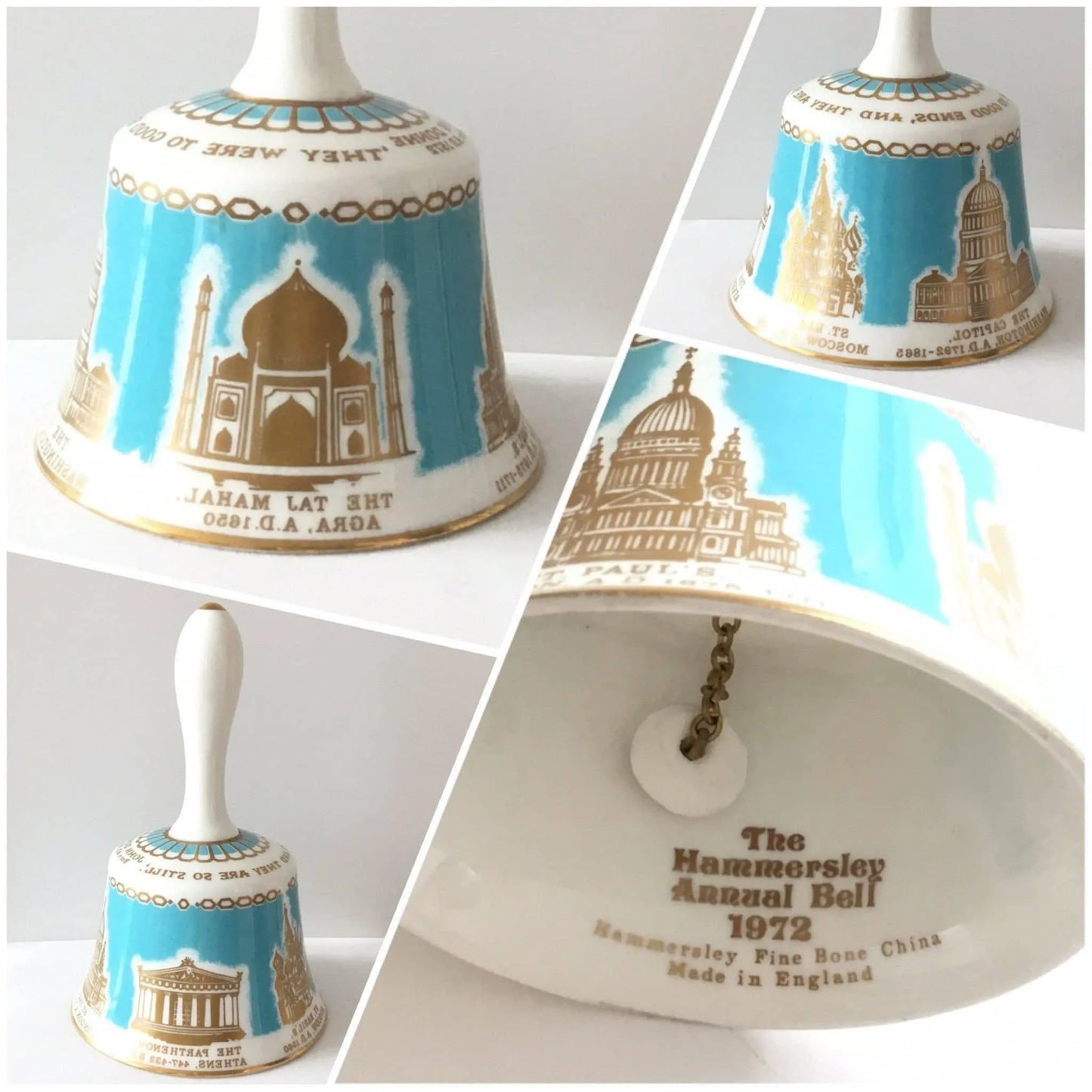 Hammersley annual fine bone china bell 1972 Jewelry Bubble