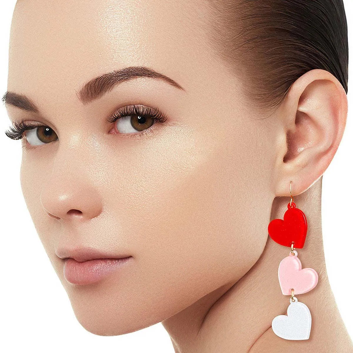 Heart Dangle Earrings Multicolor Pinktown