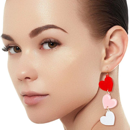 Heart Dangle Earrings Multicolor Pinktown