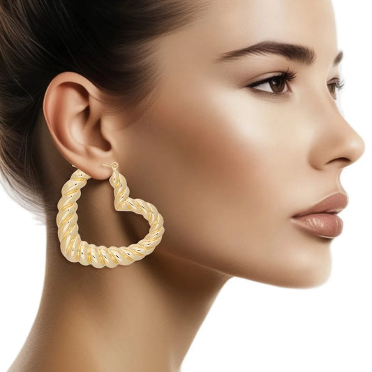 Heart Hoops: Perfect Daily Look and Outfit Boost Gold Earrings Pinktown