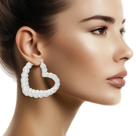 Heart Hoops: Perfect Daily Look and Outfit Boost Silver Earrings Pinktown