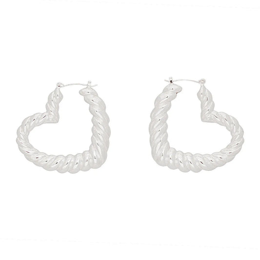 Heart Hoops: Perfect Daily Look and Outfit Boost Silver Earrings Pinktown