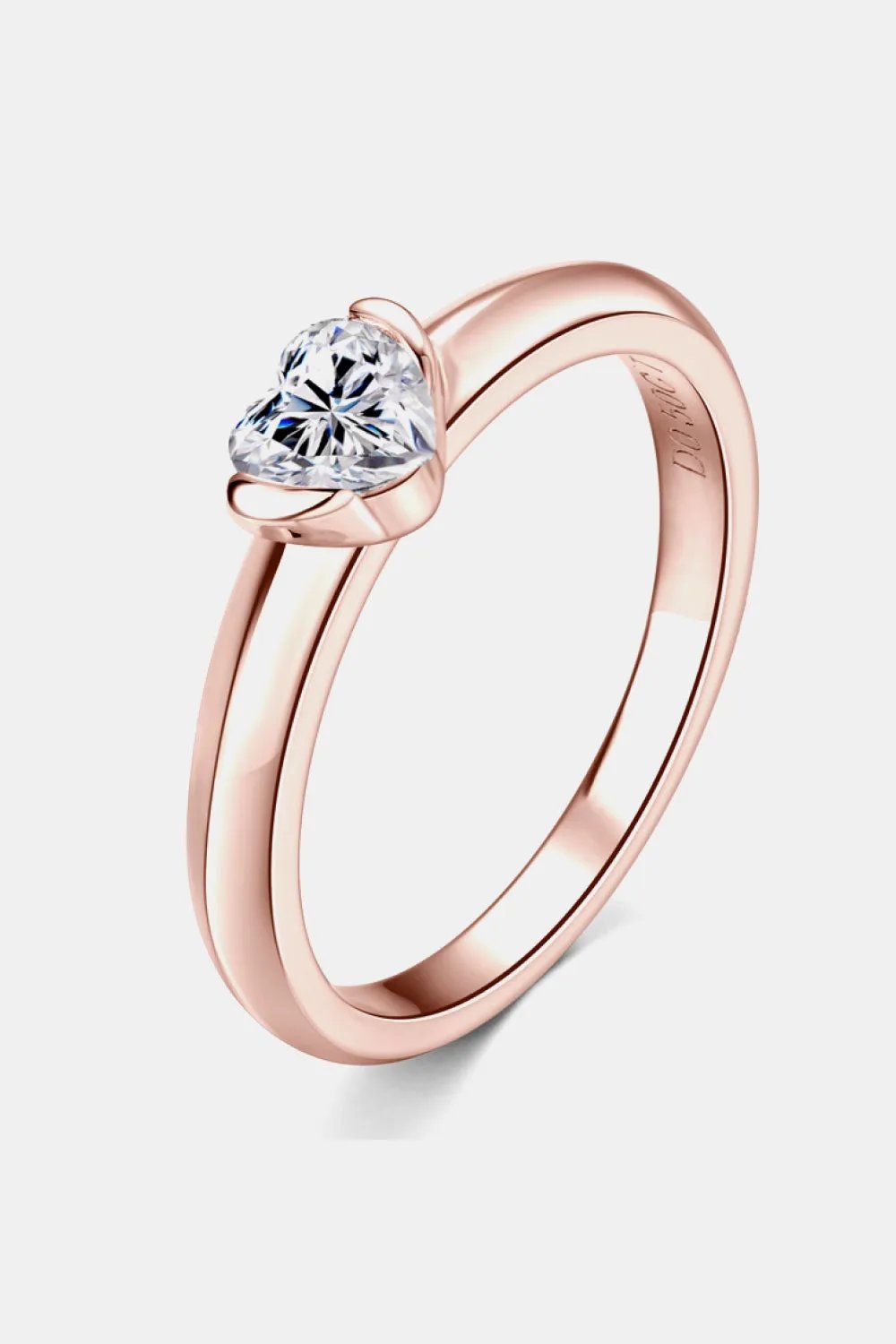 Heart Moissanite Ring in Rose Gold-Plated Sterling Silver