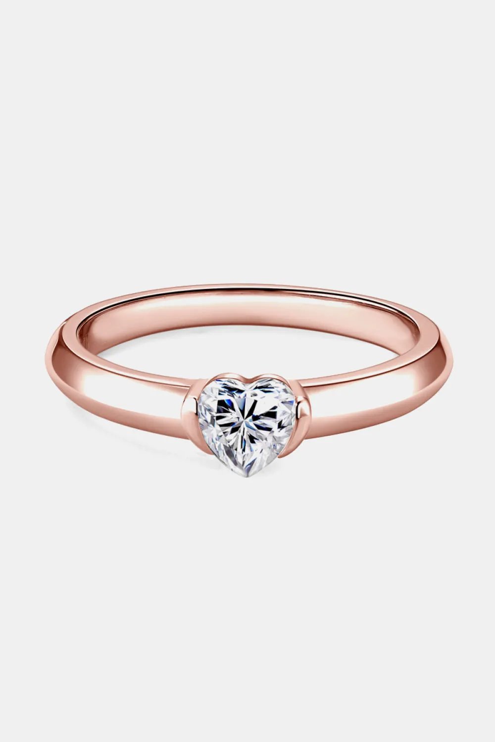 Heart Moissanite Ring in Rose Gold-Plated Sterling Silver